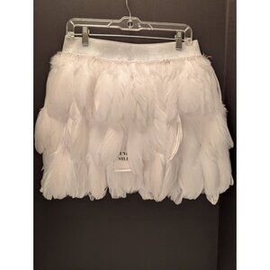 Women's Mini Skirt White Feathers Elastic Waist LVow Studio Fun Fashion Costume